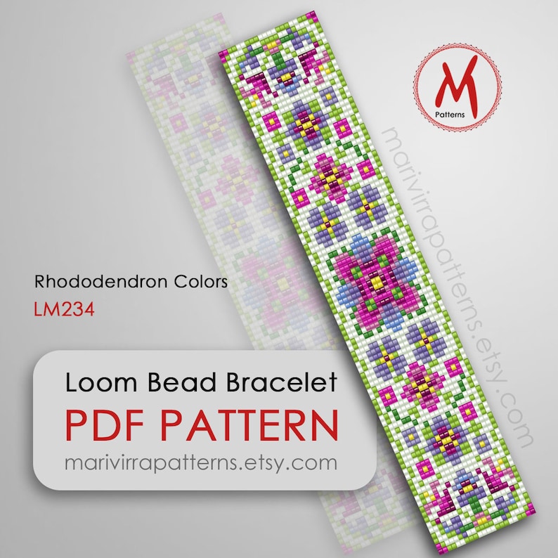Rhododendron Colors Loom Bead Pattern for Bracelet - Flowers Plant ...