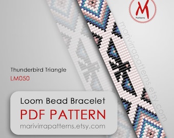 Patrón de cuentas Thunderbird Triangle Small Loom para pulsera - Inspiración nativa, cuentas de pulsera, cuentas tamaño 11/0, descarga instantánea PDF #LM050