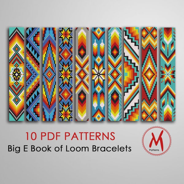Native Set Loom Perlenmuster für Armbänder - Set von 10 Mustern, südwestlich inspiriertes großes Buch, Miyuki Perlen 11/0 Größe - PDF sofort download