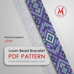 Petunia Set Loom bead patterns for bracelets Set of 3 pattern, blue west inspired, modern miyuki beads 11/0 PDF instant download S153 image 6