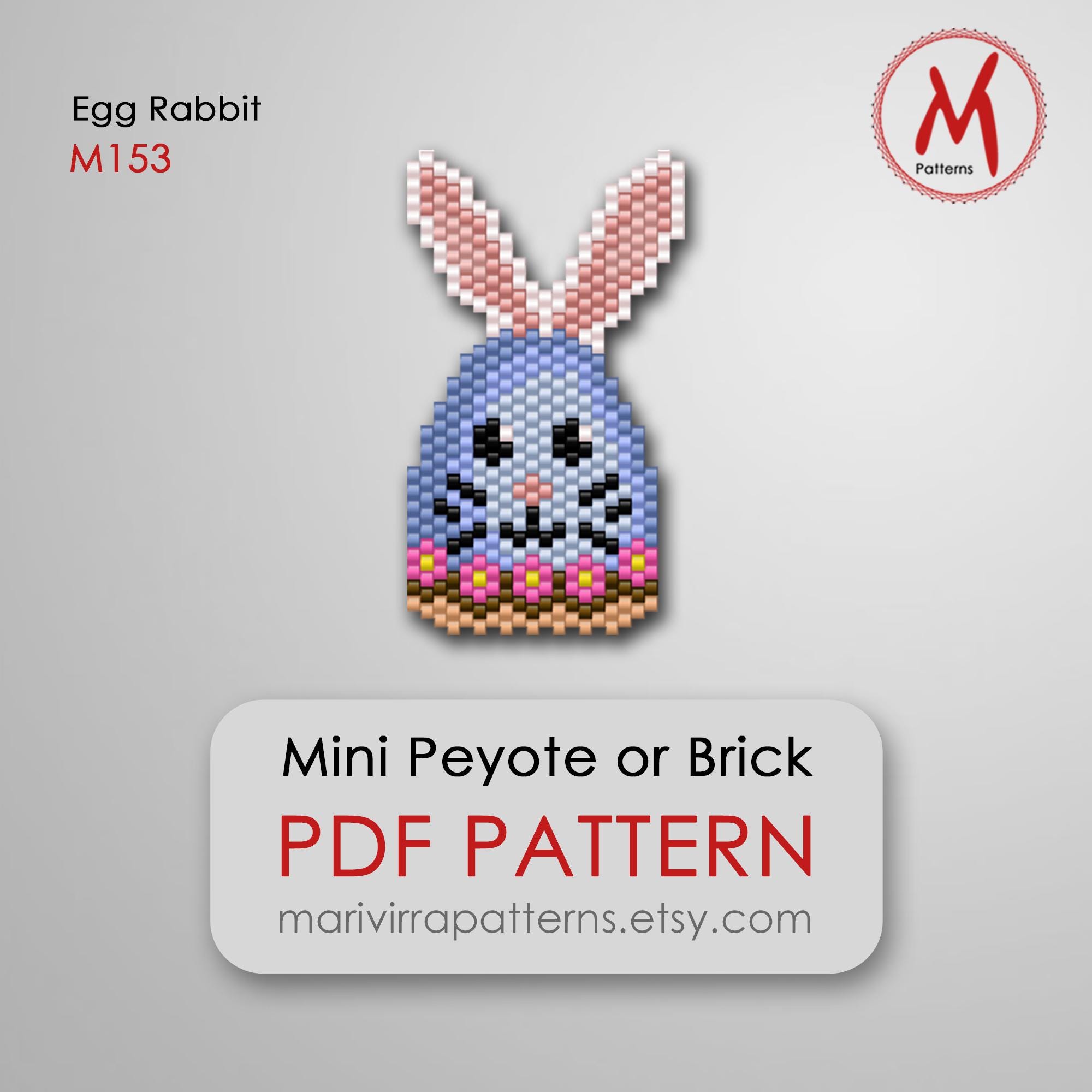 Egg Bunny Rabbit Easter Peyote Bead Pattern for Earrings or Brooch