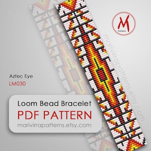 Aztec eye Loom bead pattern for bracelet - Native inspired, printable PDF modern bracelet, miyuki beads 11/0 size - PDF instant download