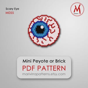 Scary Eye Peyote bead pattern for Halloween earrings, brooch pin - minimalistic pendant necklace, miyuki beads 11/0 - PDF download #M055