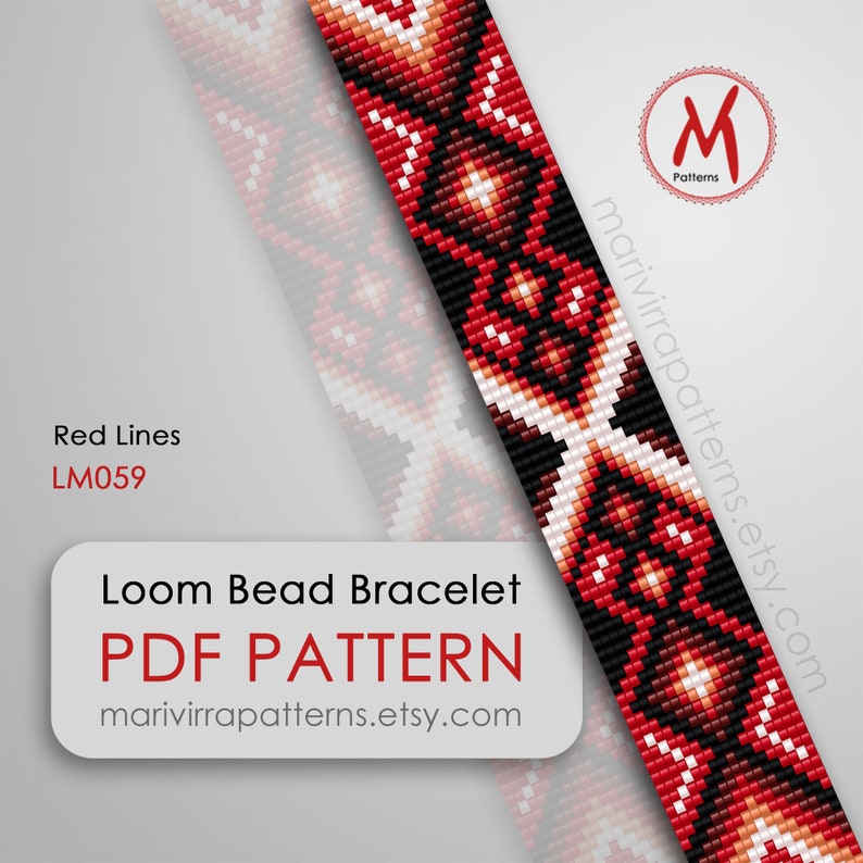 Red Loom Bead Patterns for Bracelets - Set of 3 Pattern, Native ...