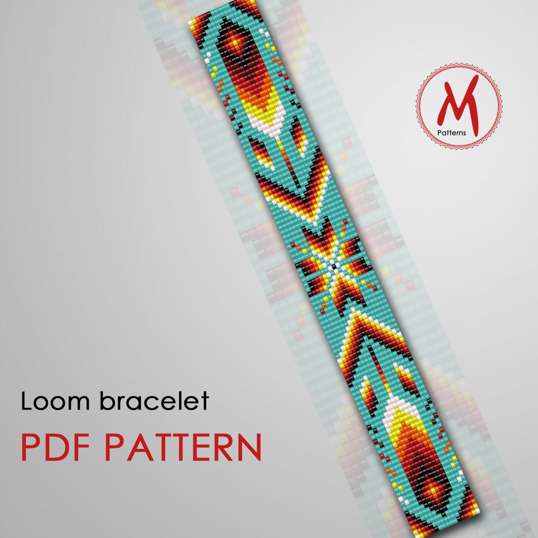 Colorful Indian Loom Bead Pattern for Bracelet Native Etsy