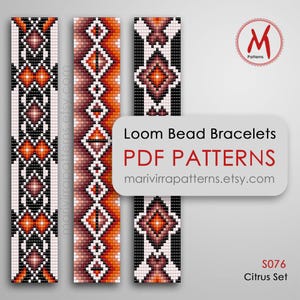 Citrus Loom bead patterns for bracelets - Set of 3 pattern, native inspired, pattern jewelry ideas, beads 11/0 - PDF instant download #S076
