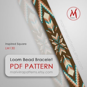 Inspired Square Loom bead pattern for bracelet - native inspired, star feather, hat band idea seed beads 11/0 - PDF instant download #LM130