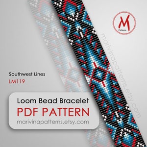 Southwest Lines Loom bead pattern for bracelet - modern inspired, native easy loomed, miyuki seed beads 11/0 - PDF instant download #LM119