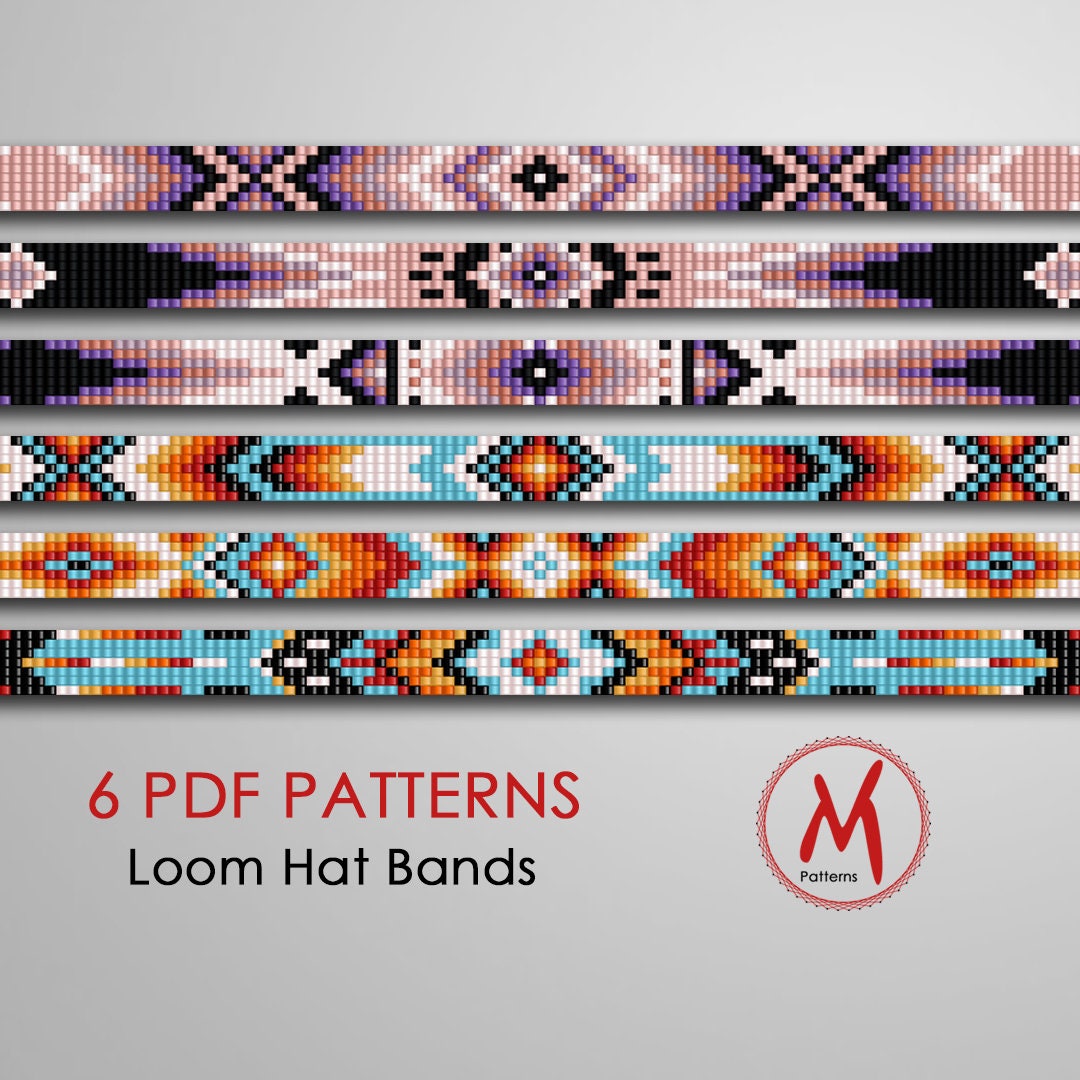 7 Beads Wide 24 in Lenght Purple Indian Loom Patterns for Hat Bands Native Inspired Style Miyuki Beads 11 0 Size PDF Instant Download Etsy Canada