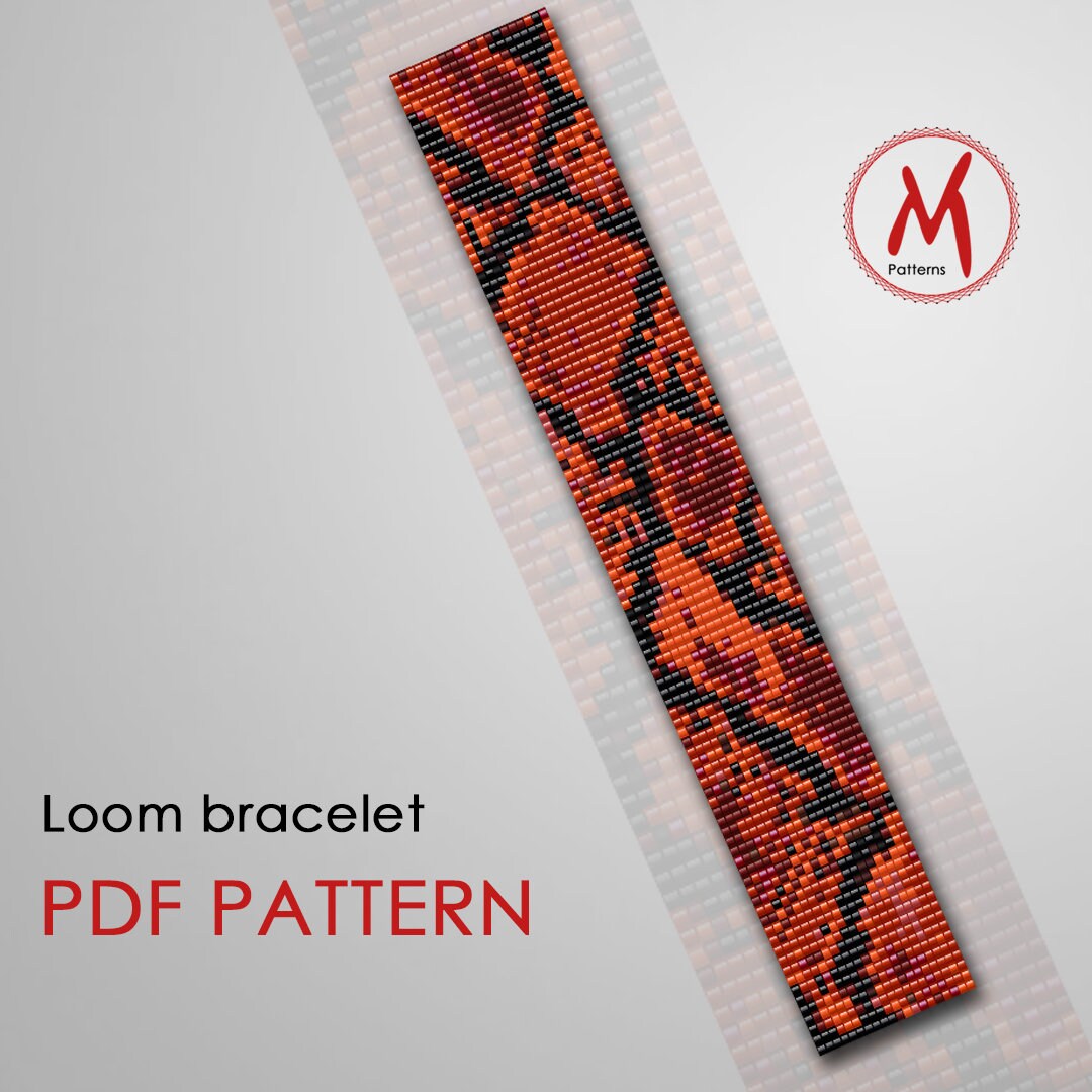 Red Snake Loom bead pattern for bracelet Anaconda pattern Etsy
