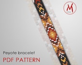 Native West Small Peyote bead pattern for bracelet - Native inspired, One Drop, odd count pattern, beads 11 0 size - PDF instant download