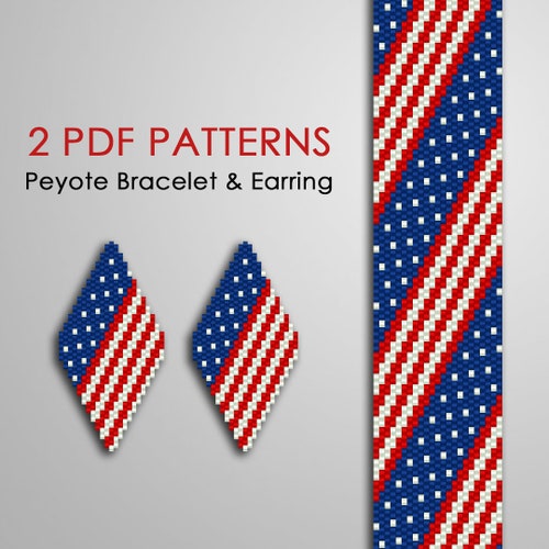 USA Flag Loom Bead Pattern for Bracelet American Flag Etsy