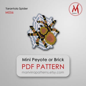 Tarantula Spider Brick bead pattern for earrings or brooch pin - minimalistic peyote weave, miyuki beads 11/0 - PDF instant download #M056