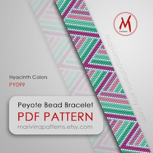 Hyacinth Colors bead pattern for bracelet - Colorful bracelet, Even Count, fuschia colors miyuki bead 11/0 size, PDF instant download #PY099