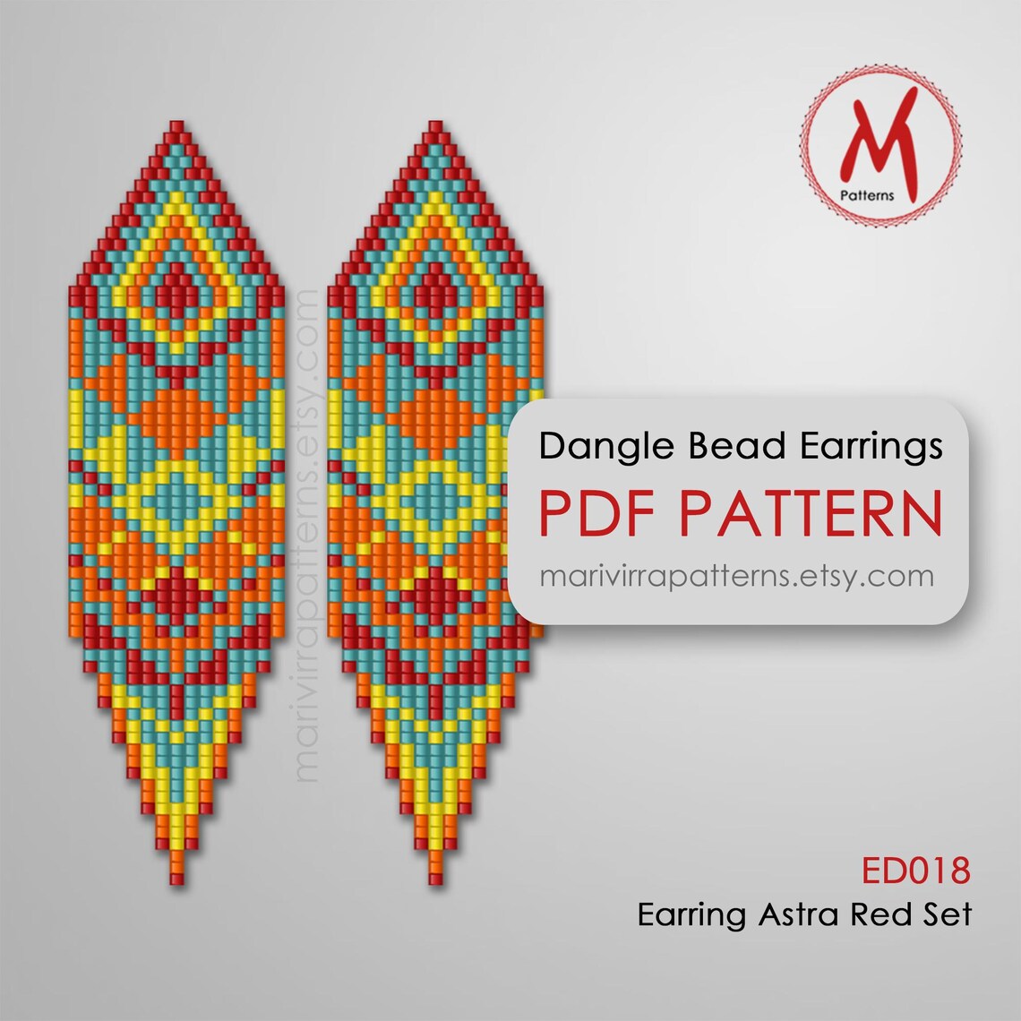 Astra Red Bead Pattern for Dangle Long Earring - Native Inspired Blue ...
