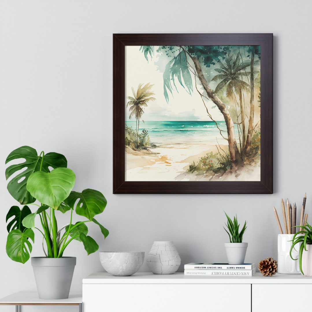 Coastal Watercolor Print Beach Scene Tropical Wall Art Etsy