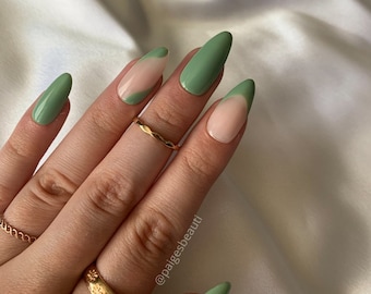 nails with sage green dress Blossom Serenity Nude & Sage Floral Press On Nails