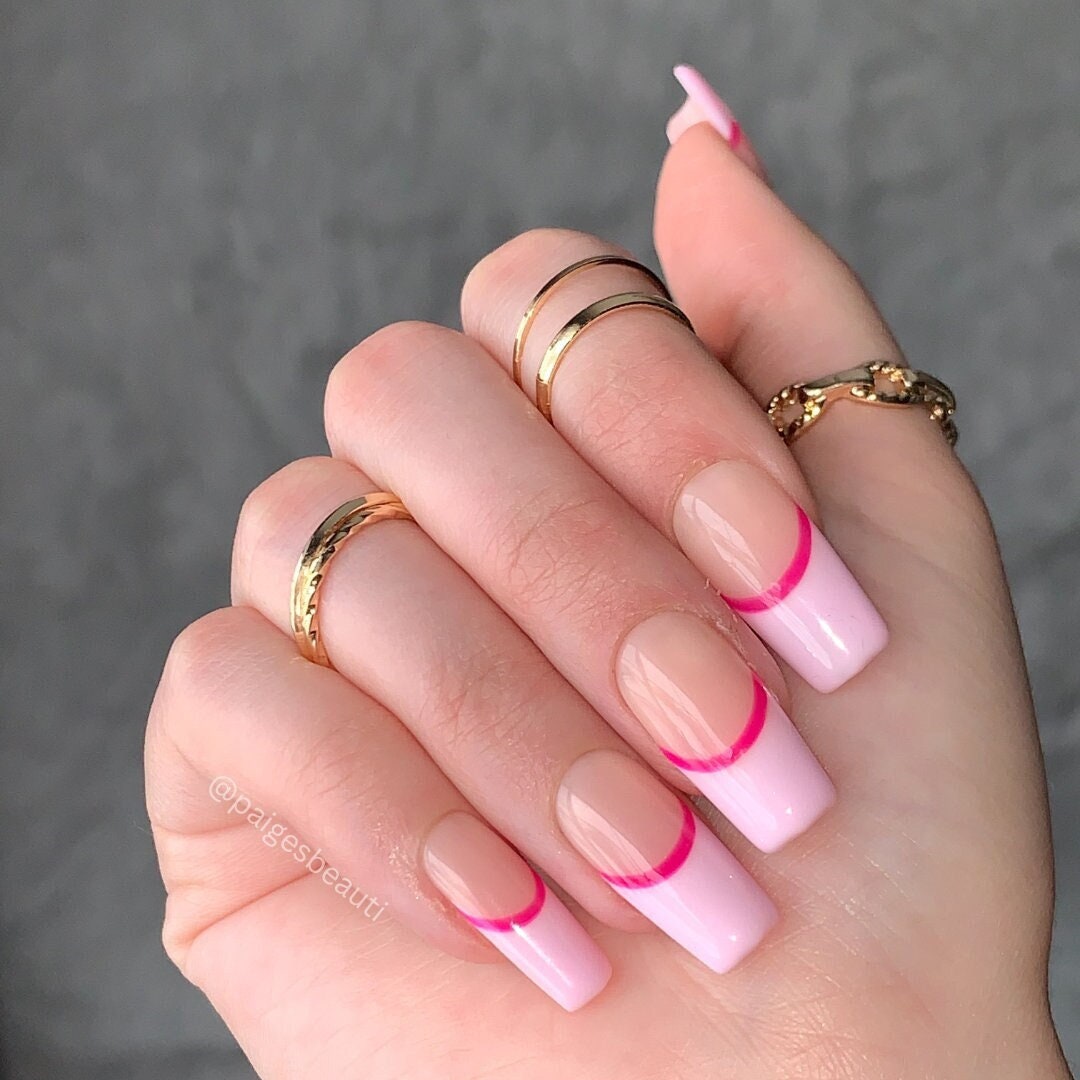 pink tip nail designs