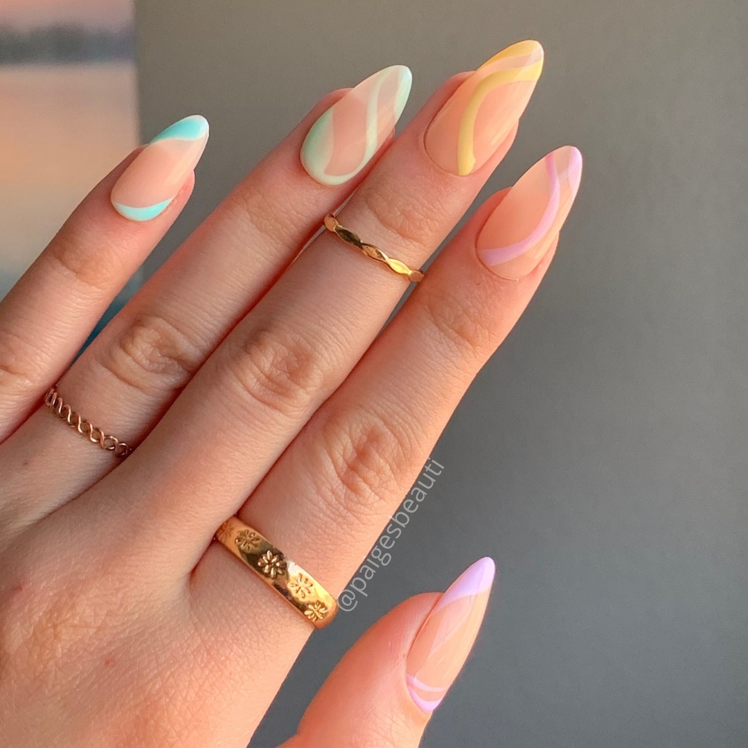Playful Pastel Swirl Nail Design