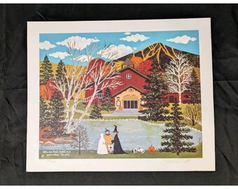 Art Print Ghosts and Goblins Signed Wooster Scott numbered 741/750 Fall Halloween Americana Folk art Vintage Halloween READ