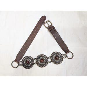 Y2K Leather Medallion Belt Vintage  main image 2