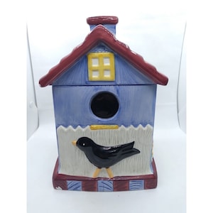 Birdhouse Sunflower Country Farmhouse Ceramic 10.5&quot; Cookie Jar Canister