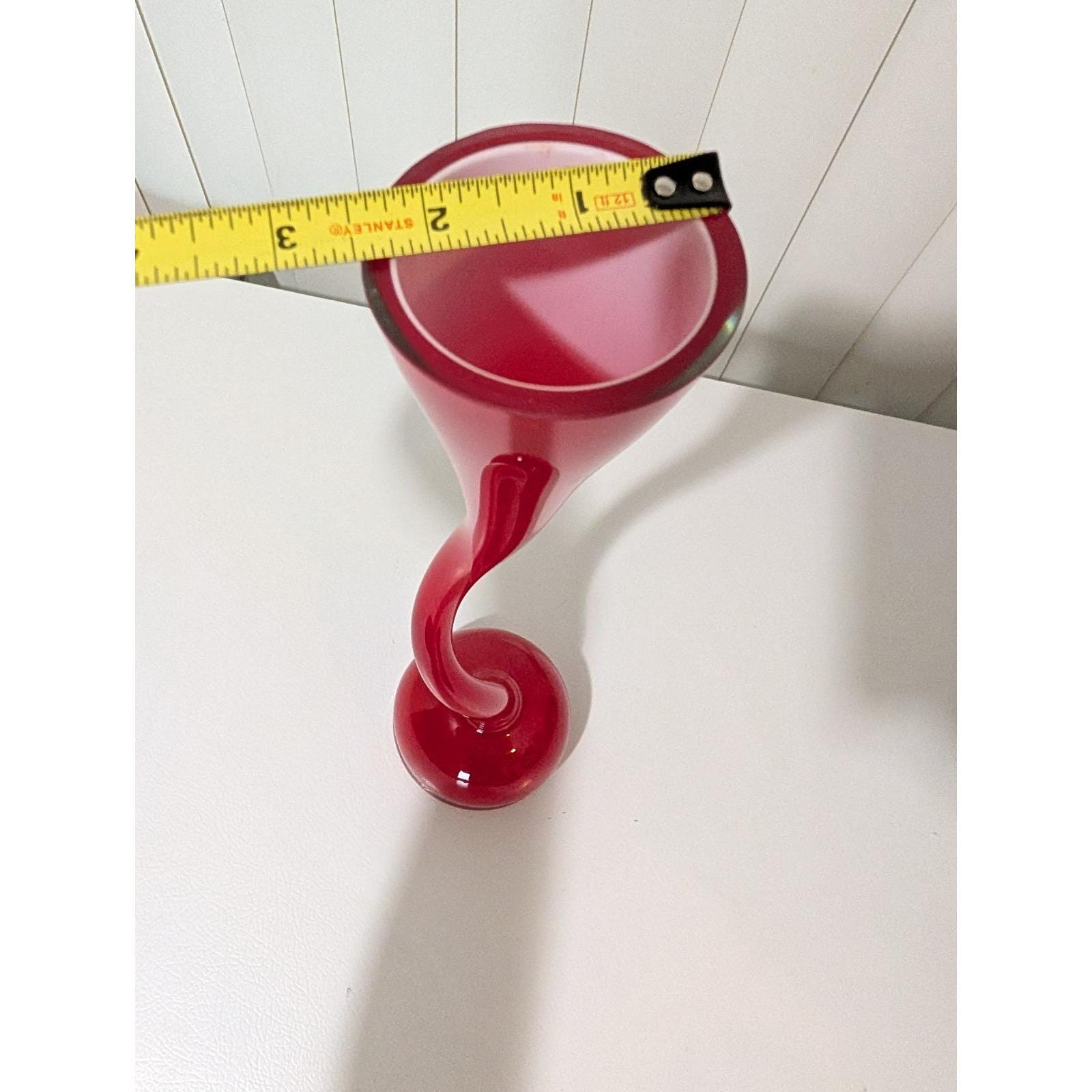 Unmarked Swung Vase Normann Copenhagen Corkscrew Denmark Red Cased