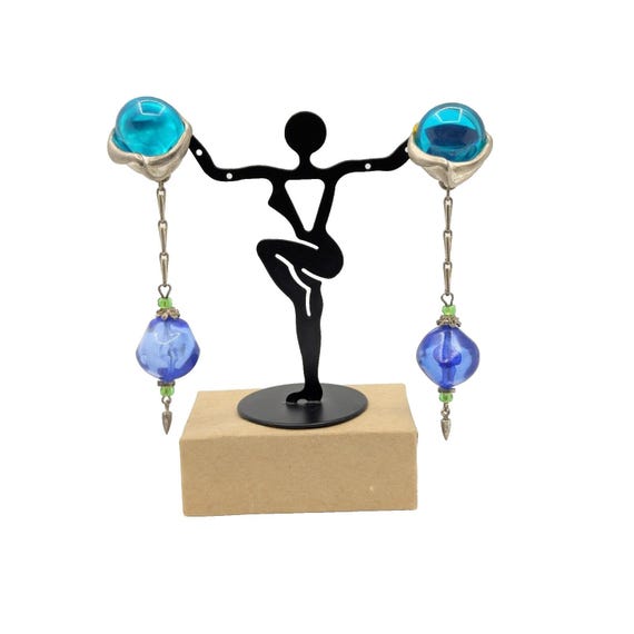 Vtg. Robert Rose Statement Earrings Dangle Pierce… - image 2