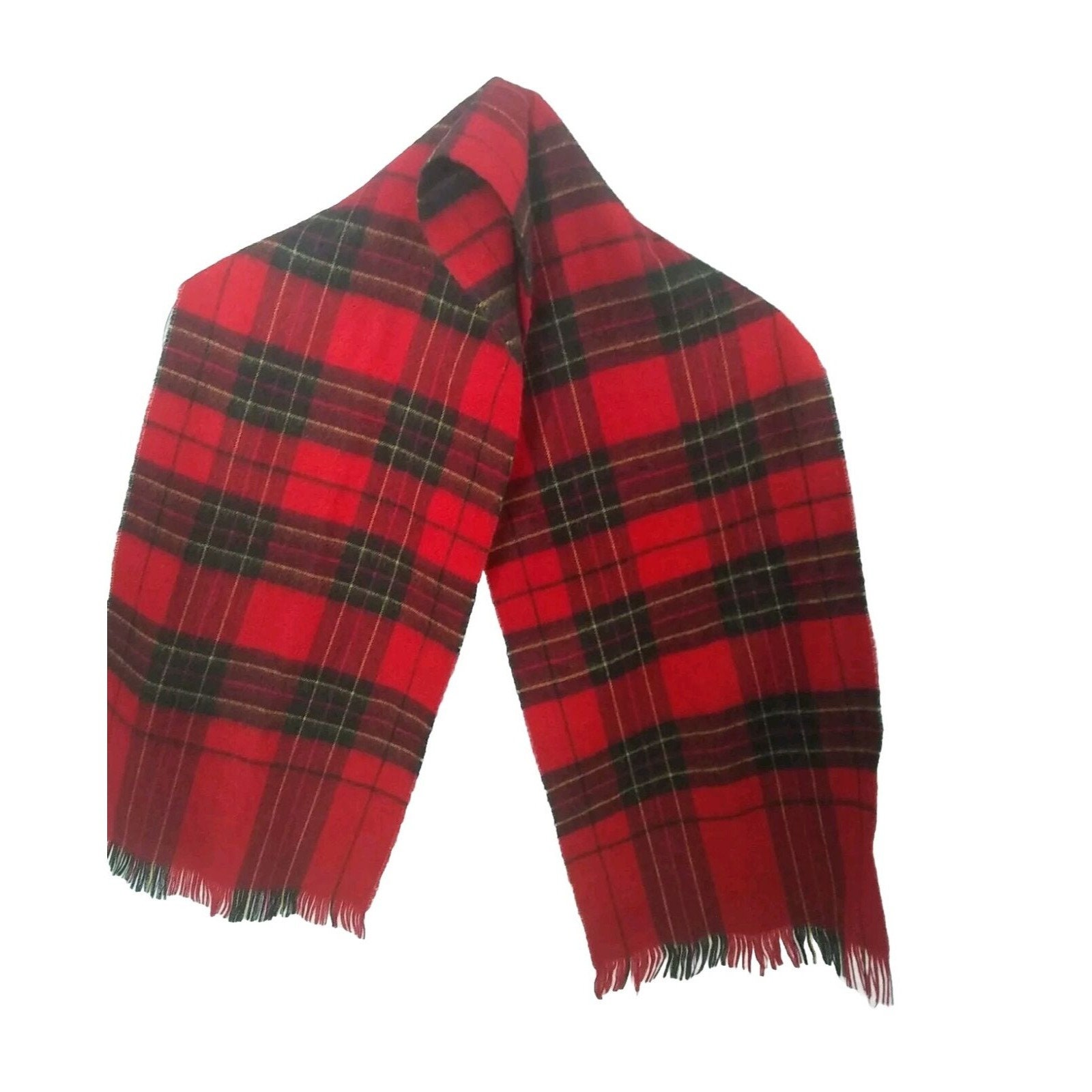 Écharpe Tartan Rouge Courtelle Vintage 42" - Occasion, Mixte, Style Châle/écharpe Rectangulaire