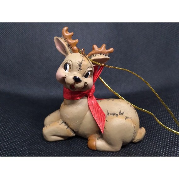 ヴィンテージ トナカイ 縫い付け ぼろ布 スタイル 樹脂 クリスマス