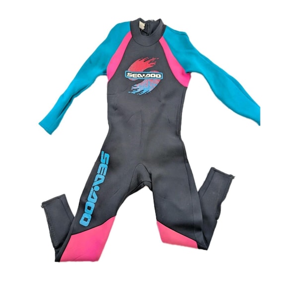 Vintage 80s/90s Seadoo Wetsuit Women's Large Black Pink Retro