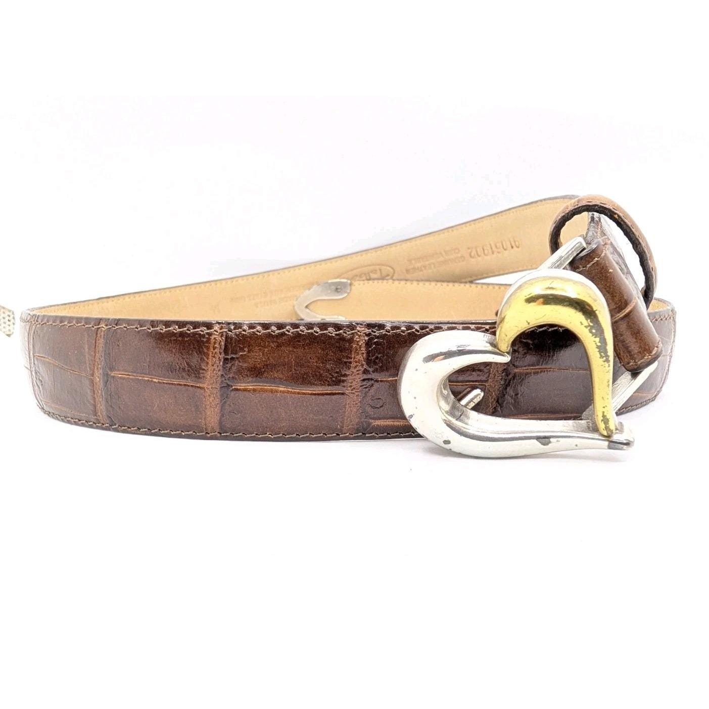 Vintage Talbots 2 tone beige/brown Leather belt Sz S Made in Italy Talbots Women main image 4