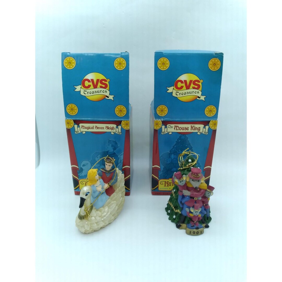 Set of Two Vintage Nutcracker CVS Swan Sleigh & Mouse King Ornaments - Etsy
