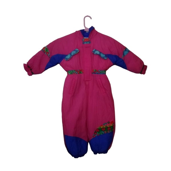 VTG 80s/90s retro pink Tamer Windy Trails Girls snow /ski one piece Hooded suit size Large