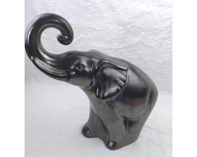 Retro Haeger Art Pottery Elephant Statue Large Size Vintage Ceramic