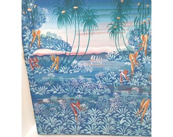 ヴィンテージトロピカルをテーマにしたバリ風サイン入り絵画 - Etsy 日本