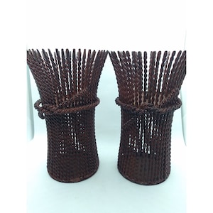 Vtg Heavy Decorative Iron Rustic style wheat Stalk Candle holders 9&quot;