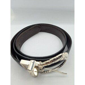 Brighton Belt Women's 38 Medium Leather Black Silver tone w/hearts 36” image 16