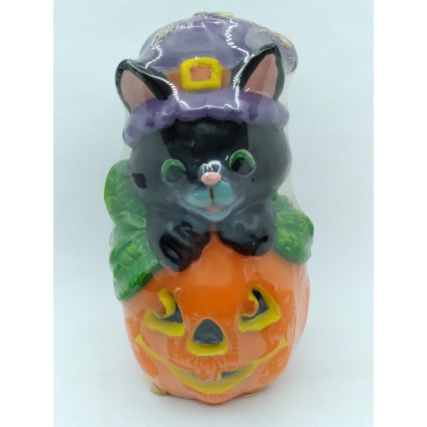 vintage new old stock Halloween thème Cat on Jack o lantern citrouille 6 » bougie