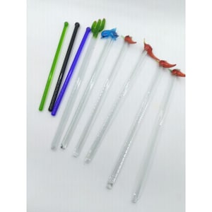 Set of 9 Chili pepper, dolphin, cactus & regular Glass Swizzle/Stir Sticks