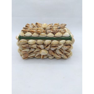 Vtg. Seashell Jewelry Trinket Treasure Box Sailor Valentine Maritime Folk Art