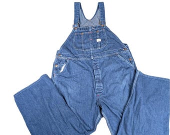 Vintage Big Mac Square Bak Overalls Medium Blue Denim Jeans Men's