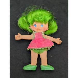 Vintage 1969 Ideal Baby Flatsy Doll Green hair pink dress green shoes READ