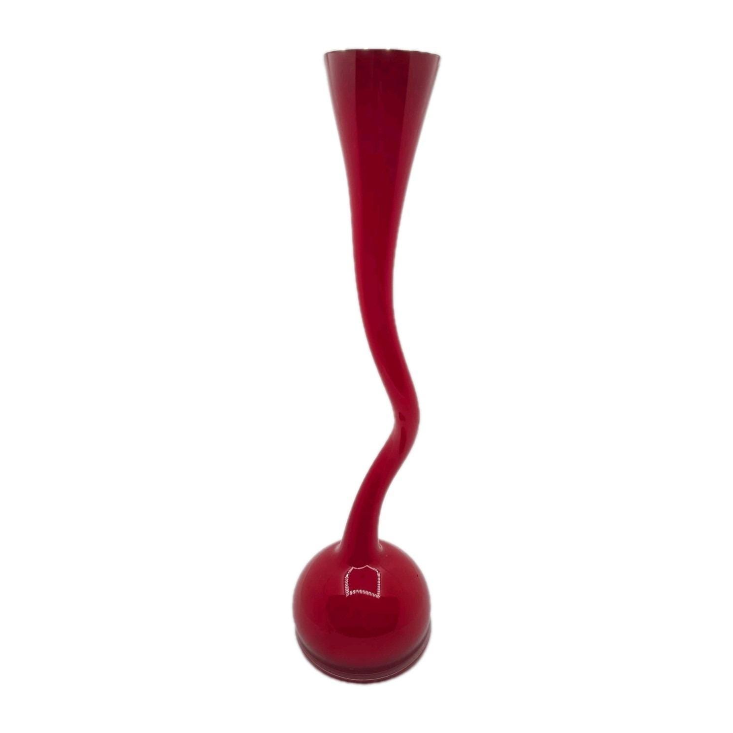 Unmarked Swung Vase Normann Copenhagen Corkscrew Denmark Red Cased