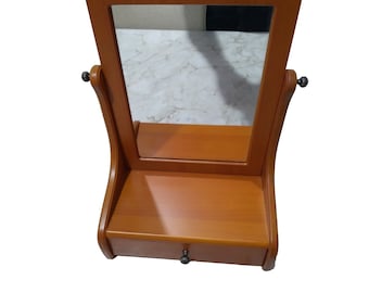 Wood Dresser Vanity Jewelry Cheval Mirror w/Drawer by Thomas Pacconi  W/box