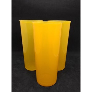 Set of  3 Tupperware Geometrical Tumbler Made in Mexico Yellow cups 16oz