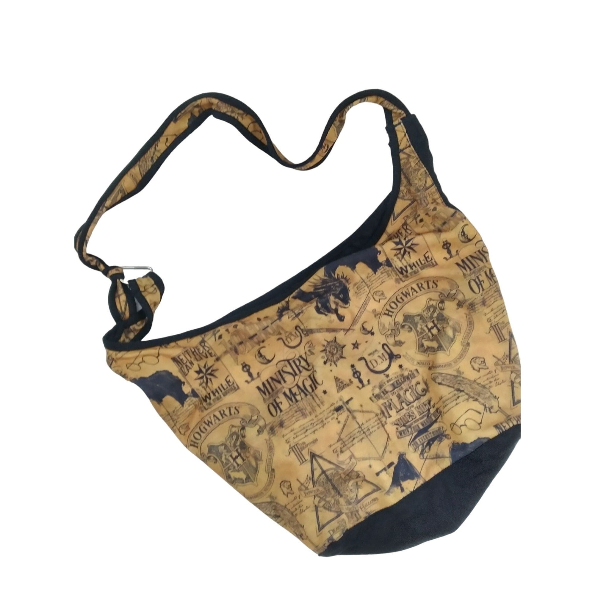 Harry Potter Ministry of Magic Hogwarts Logos Scroll Print Tan Hobo Style Bag Etsy Canada