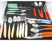 MCM Atomic Quikut Fiesta flatware Set of 25 plus bonus pairing knives not quikut