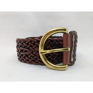 Vintage Coach Leder geflochtener Gürtel Größe Small British Tan Made in der Türkei gewebter Stil