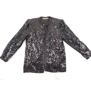 Vintage Scarlet Rage heavy sequined silk /rayon cardigan jacket size small